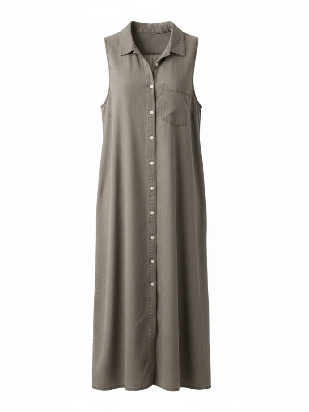 NWT Women’s XL Anna Kaci Sleeveless Button-Down Maxi Dress in Grey /Washed Black